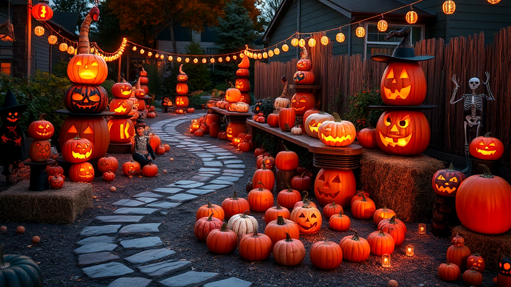 Creative Pumpkin Displays for Outdoor Settings